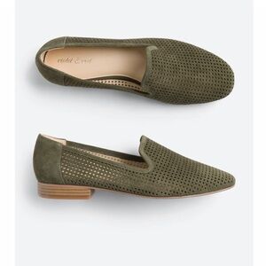 Violet & Red Salem Perforated Suede Loafer Flat